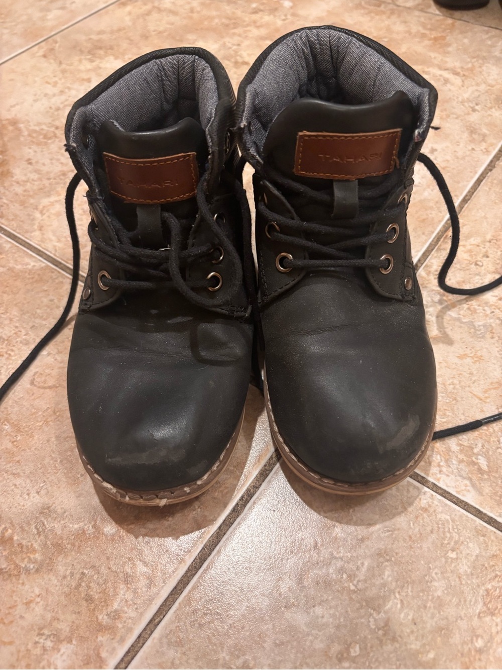 Tahari Black and Brown Kids Lace-Up Ankle Boots